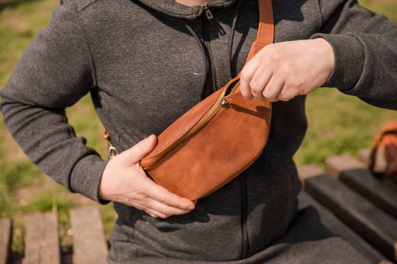 Mens leather top waist pack