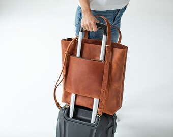 Large Vegan Leather Backpack Tote with 10 Pockets Fits 15 Laptop il_340x270.3548930179_5uym.jpg main image 3