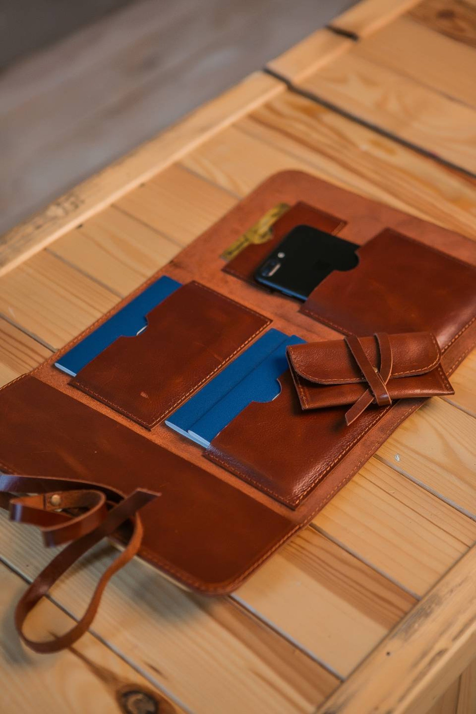 Men's Genuine Leather Wallet - Prussian Blue, 12 Card Slots, RFID Blocking, Coin Pocket & Hidden Compartments - View #2