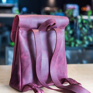 Leather Backpack, Leather Backpack Women, Purple Backpack, Camera