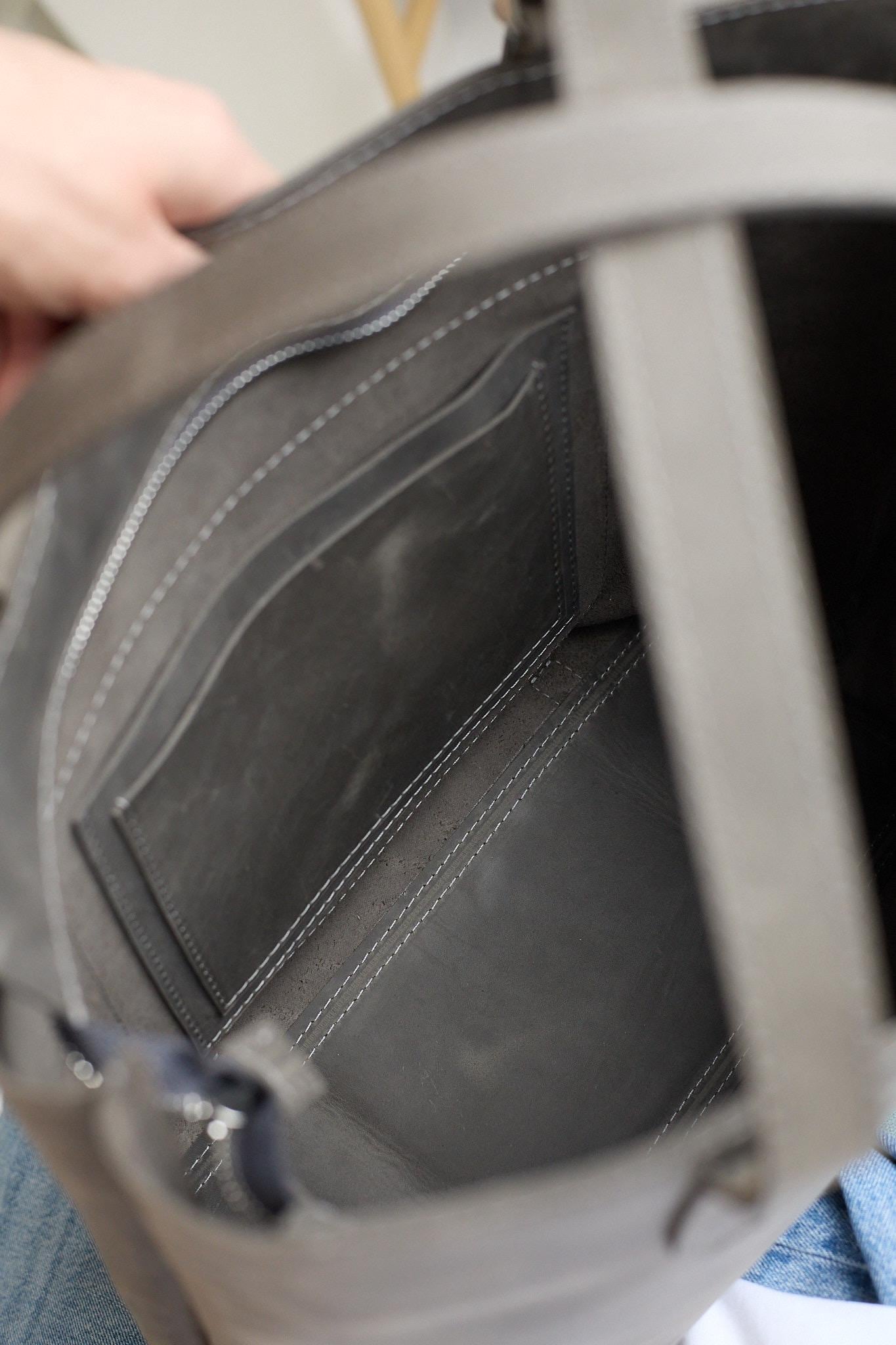 Grey Leather Convertible Backpack: Crossbody Shoulder Tote  display picture 3