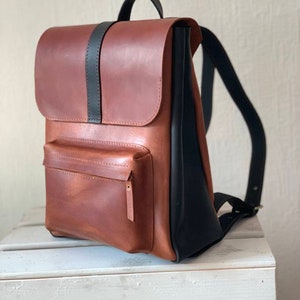 Black and Brown Backpack, Camera Backpack, Leather Backpack Women ...