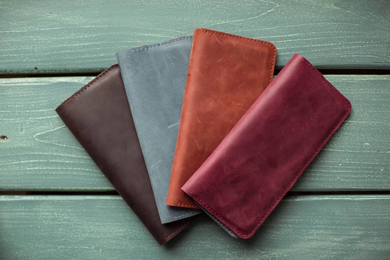 Cartera de cuero, billetera larga de cuero, billetera marrón, organizador de pasaporte, billetera de cuero hombre, tarjetero de cuero, billetera de teléfono, billetera mujer imagen 4