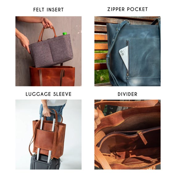 Large Leather Convertible Backpack Tote Bag With Luggage  display picture 3