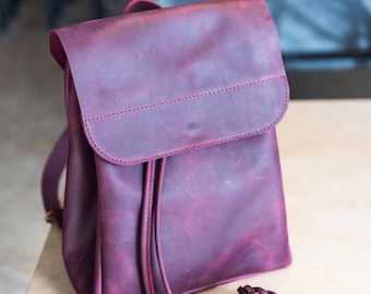 Leather Backpack, Leather Backpack Women, Purple Backpack, Camera backpack women, Leather backpack by OKRA, laptop backpack, leder rucksack