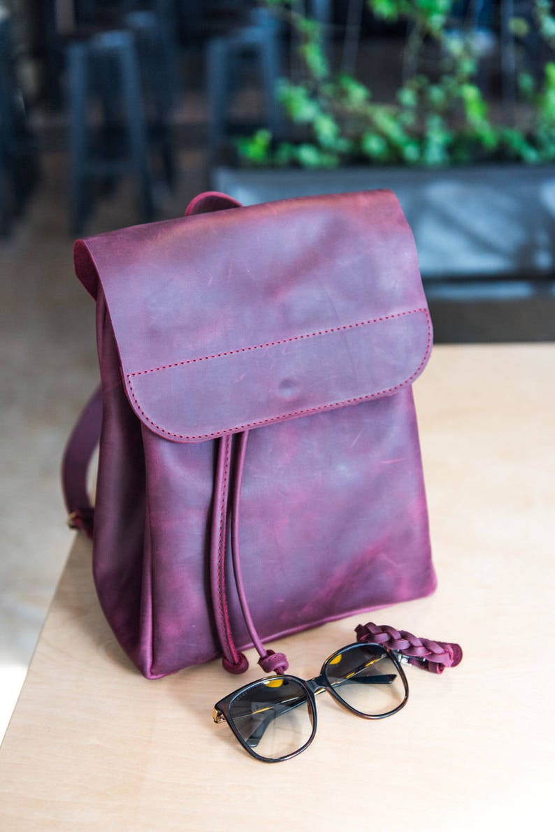 Leather Backpack, Leather Backpack Women, Purple Backpack, Camera backpack women, Leather backpack by OKRA, laptop backpack, leder rucksack Purple