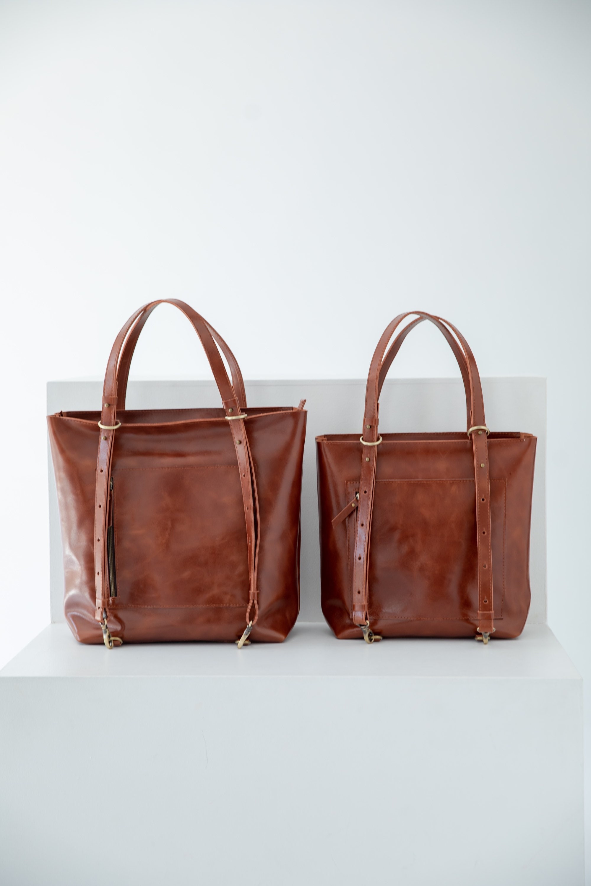 Vintage Leather Backpack Tote Bag Large Capacity Travel Work Handbag Vintage Tote Vertical Briefcase & Laptop Carrier  main image 2