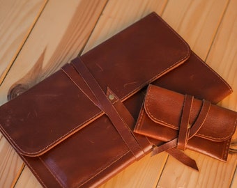 Cartera de viaje de cuero marrón, porta pasaporte, organizador de viaje, organizador de documentos de cuero, funda de cuero para pasaporte, regalo para padrinos de boda