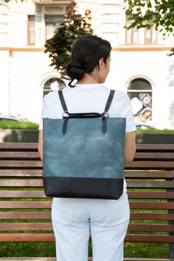 Convertible Tote Backpack - Blue