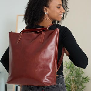 Mochila convertible extra grande Tote convertible Bolso de hombro de piel para mujer
