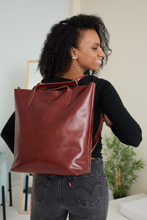 Leather Bags Large Convertible Tote Backpack Extra Large