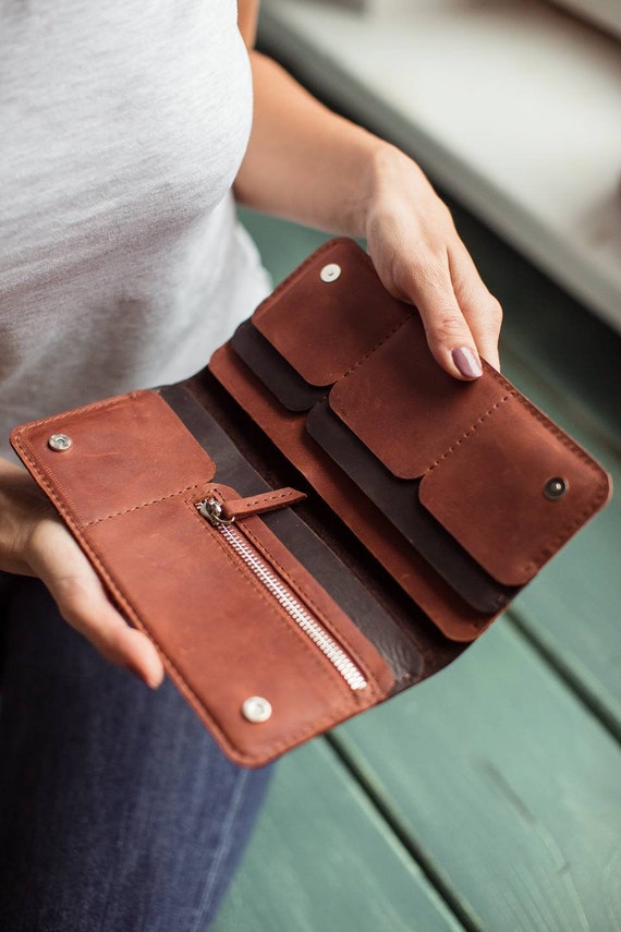 Leather Wallet Long Leather Wallet Brown Wallet Passport Organizer Leather Wallet Man Leather Cardholder Phone Wallet Wallet Woman Etsy Ireland