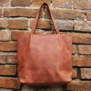 Cognac Leather Tote Bag, Leather Tote, Leather Handbag, Laptop Bag ...