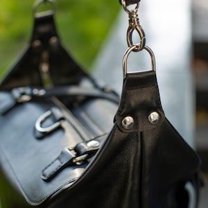 Convertible backpack purse by Okra, black transformer bag, convertible leather tote, camera backpack, laptop bag women, leather handbag image 7