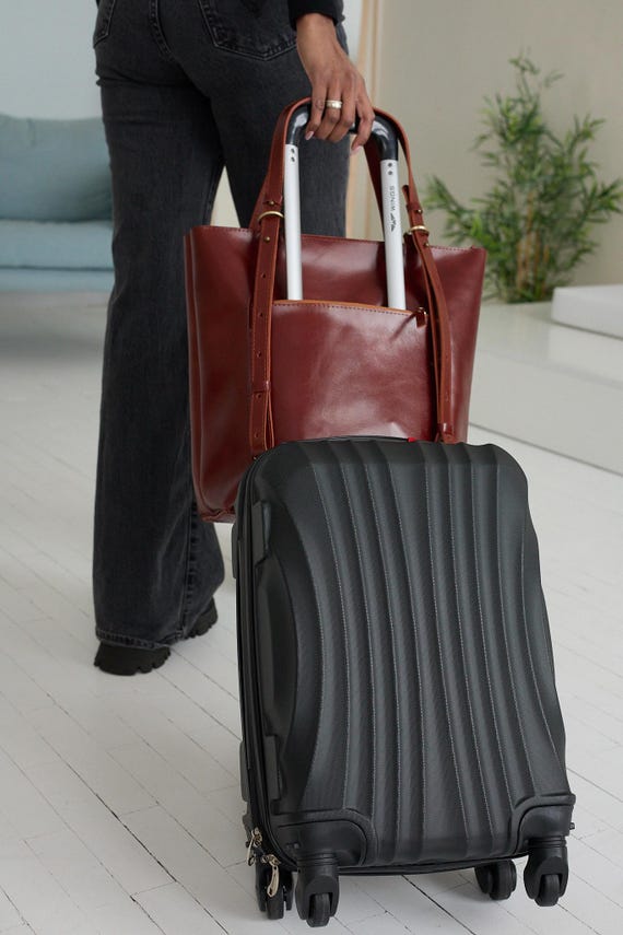 Convertible Leather Backpack Tote With Luggage Sleeve  display picture 3