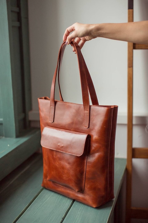 Leather Tote Bag Leather Tote Brown Tote Bag Laptop Bag -  UK