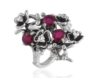 Natürlicher Rubin Ring | 925 Sterling Silber Ring | Zarte Rubin Ring | Edelstein Ring | Personalisiertes Geschenk für Frauen | Von LaLapidaryInC