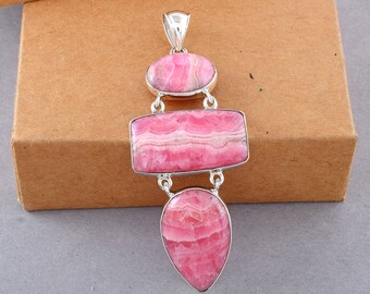 Natural Pink Rhodochrosite Pendant, 925 Sterling Silver, Pink Gemstone Pendant, Rhodochrosite Jewelry, Perfect Pendant, Birthday Gift Women
