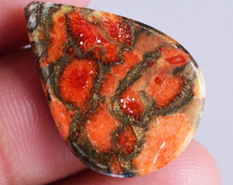 Natural Orange Copper Turquoise Gemstone 35x25x6.5 mm 1 Pcs Orange Mohave Cabochon Turquoise Jewelry Making Cabochon- OT276 Oval Shape