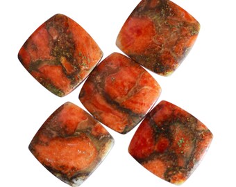 Natural Orange Copper Turquoise Gemstone 35x25x6.5 mm 1 Pcs Orange Mohave Cabochon Turquoise Jewelry Making Cabochon- OT276 Oval Shape