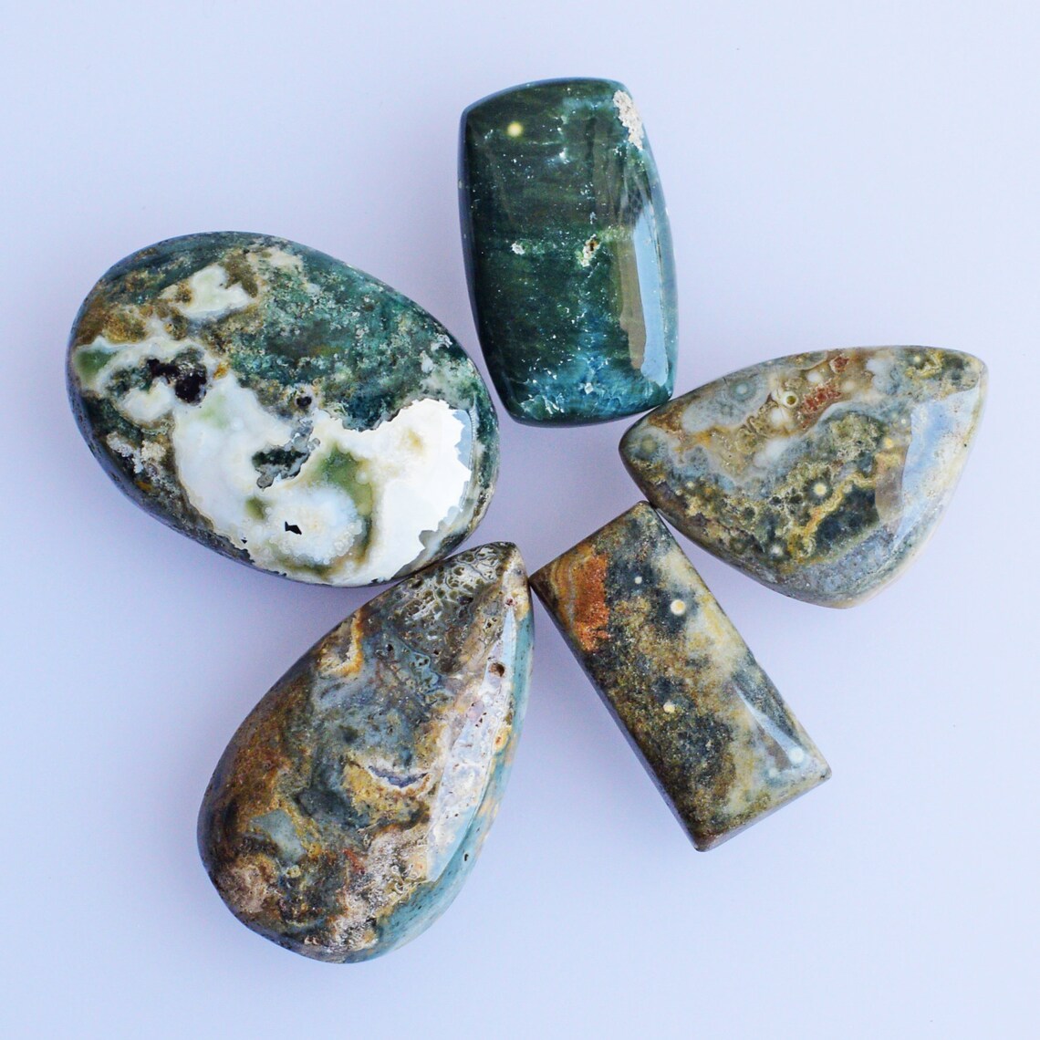 Natural Ocean Jasper 5 Pcs Lot Cabochon146 Carat Jasper Lot Etsy