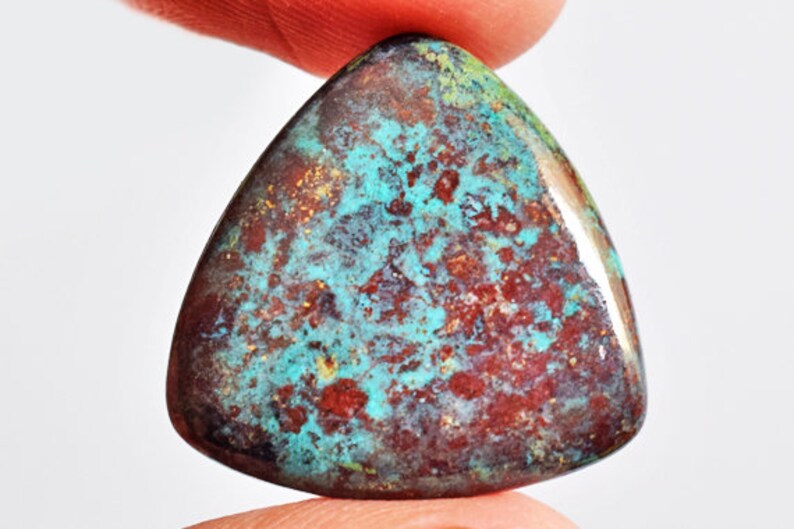 Jewellery Making Size 21x21x3 MM Stone For Pendant Handmade 20023 Trillion Shape Natural Red Green Sonora Jasper Cabochon Smooth Jasper