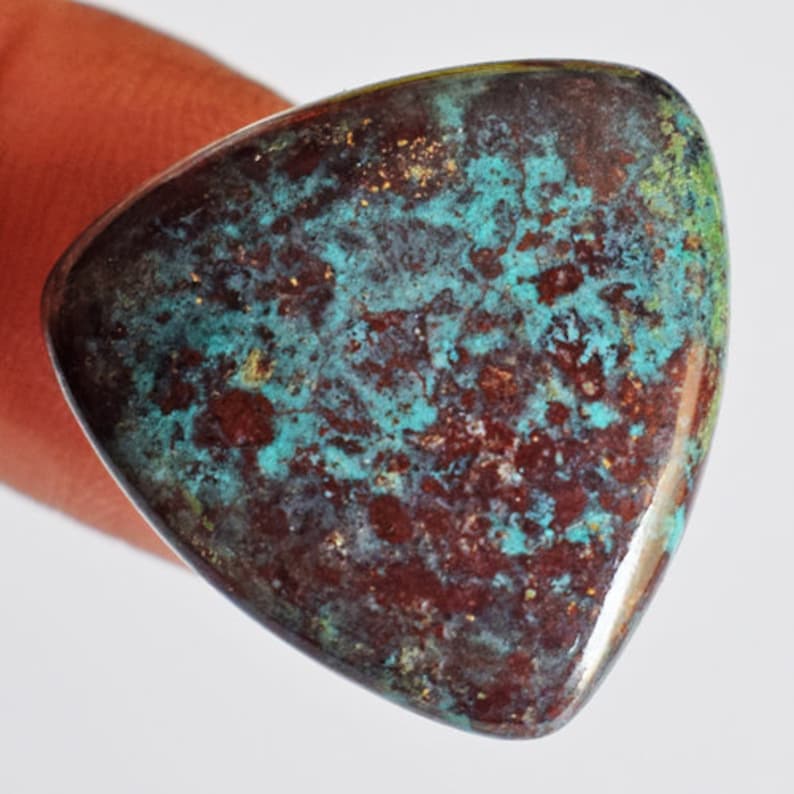 Jewellery Making Size 21x21x3 MM Stone For Pendant Handmade 20023 Trillion Shape Natural Red Green Sonora Jasper Cabochon Smooth Jasper
