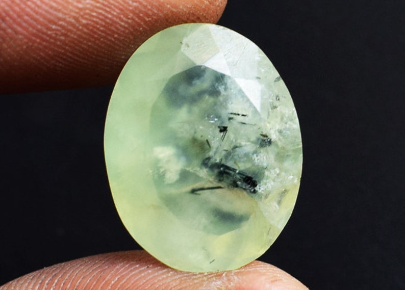 Size 19x15x8 MM Jewellery Making Natural Prehnite Gemstone 23061 Oval Shape Wholesale Price Faceted Cut Handmade Ring Pendant Stone