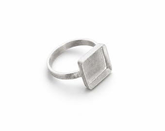 925 Sterling Silver Blank Setting Ring Collet 3x3 MM To 30x30 MM Square Shape Gemstone Bezel Cup Blank Sterling Silver Gift, Flat Solid Back