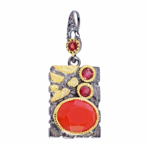 This beautiful boho pendant handmade of 925 sterling silver black rhodium gold plated and studded with natural carnelian gemstone. Best jewelry gift for women and girls.