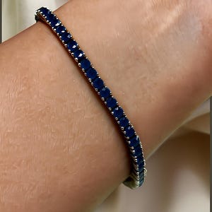 3mm Blue Sapphire Tennis Bracelet, Natural Blue Sapphire Bracelet, Round Sapphire Bracelet, 925 Sterling Silver Jewellery, Christmas Gift