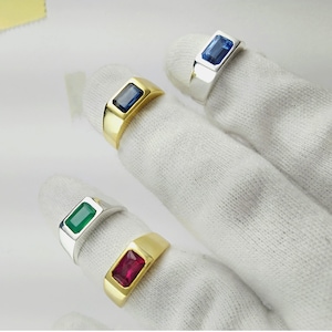 925 Sterling Silver Ring, Mens Gold Ring, 14k Gold Plated, Handmade Statement Ring, Birthstone Ring, Unisex Ring, Gift for Men and Women NEW