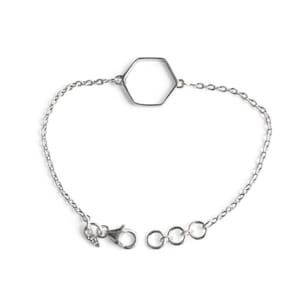 Bracciale con castone vuoto da 5 x 5 mm a 30 x 30 mm, castone con pietra preziosa esagonale, bracciale con castone vuoto da 7" in argento 925, tutte le lunghezze disponibili
