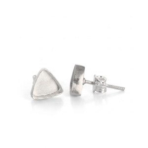 925 Sterling Silver Handmade Blank Studs Pair Of Earring Collet 3x3 To 30x30 MM Trillion Shape Gemstone Bezel Cup Blank Flat Back Triangle