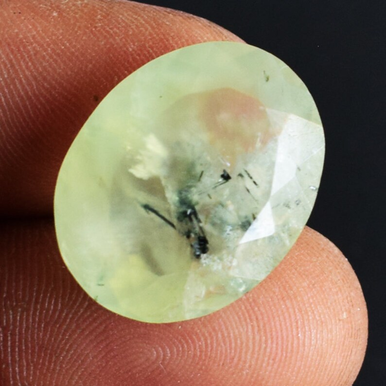Size 19x15x8 MM Jewellery Making Natural Prehnite Gemstone 23061 Oval Shape Wholesale Price Faceted Cut Handmade Ring Pendant Stone