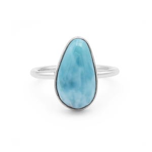 925 Sterling Silver Ring, Dominican Blue Larimar Stone Ring, Birthday Gift, Silver Anilos, Dominican Larimar Ring Women, Dolphin Stone Ring