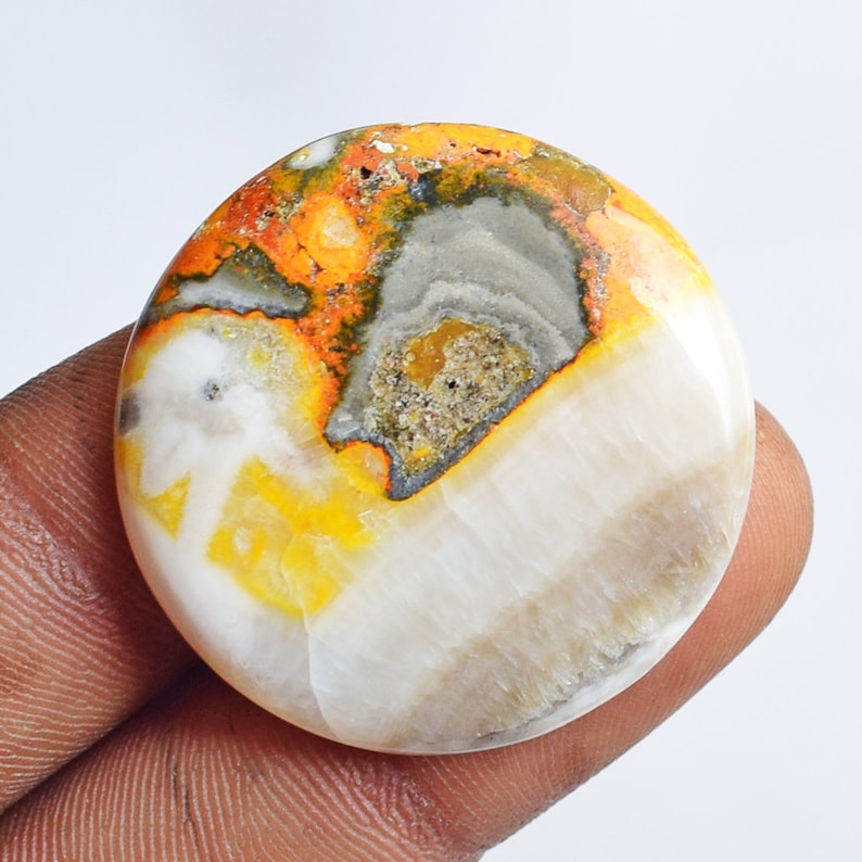 Smooth Polished Gemstone 23099 Round Shape Cabochon Flat Back Cabochon Natural Bumble Bee Jasper Cabochon