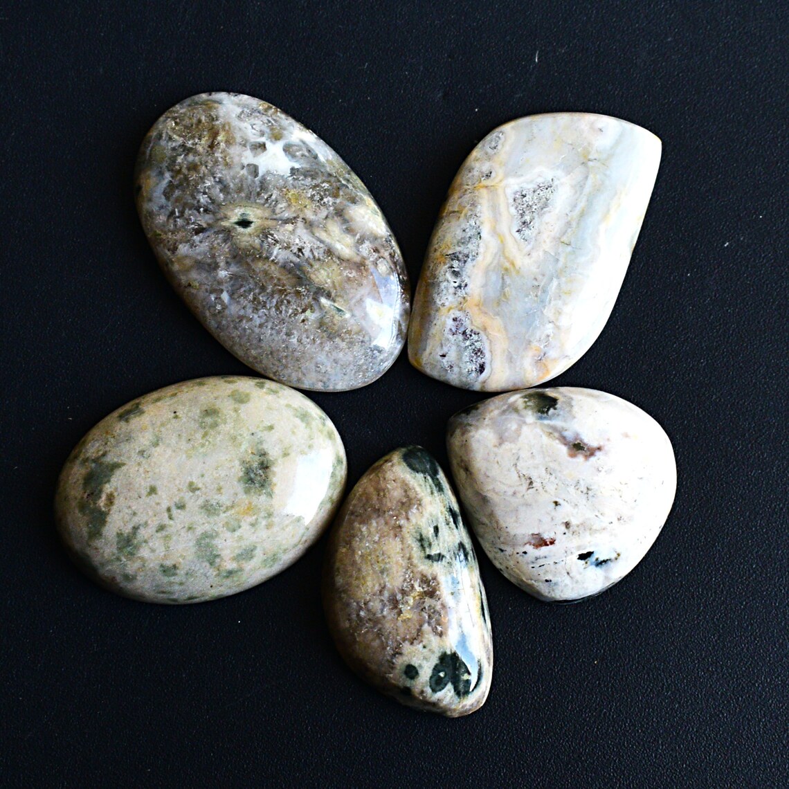 Natural Ocean Jasper 5 Pieces Lot Cabochon 166 Carat Jasper Etsy