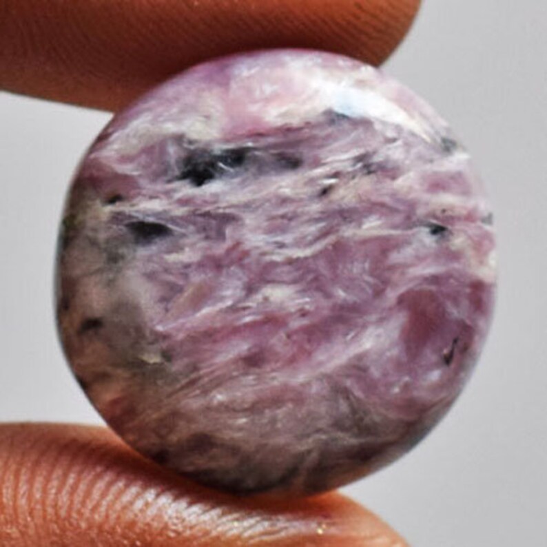 Wholesale Price Beautiful Round Shape Natural Charoite Cabochon Charoite Suppliers Flat Back Size 21x21x6 MM Pendant Cabochon 20731