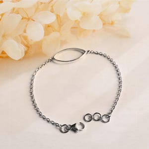 Wholesale DIY Jewelry Supplies, 2.5x5 MM To 12x24 MM Marquise Shape Gemstone Bezel Cup Blank Collet Bracelet 7&quot; inch 925 Chain With Collet