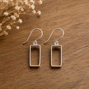 925 Sterling Silver Rectangle Bezel Cup Dangle Earrings, Blank Gemstone Cabochon Setting, Open Back Collet, 4x6mm-20x30mm Jewelry Findings
