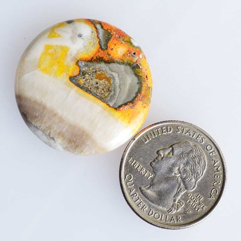 Smooth Polished Gemstone 23099 Round Shape Cabochon Flat Back Cabochon Natural Bumble Bee Jasper Cabochon