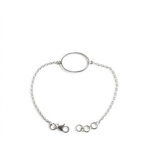 Blank Setting Bracelet Collet 4x6 MM to 20x30 MM Oval Shape Gemstone Bezel Cup Blank Collet Bracelet 7" inch 925 Silver Chain With Collet