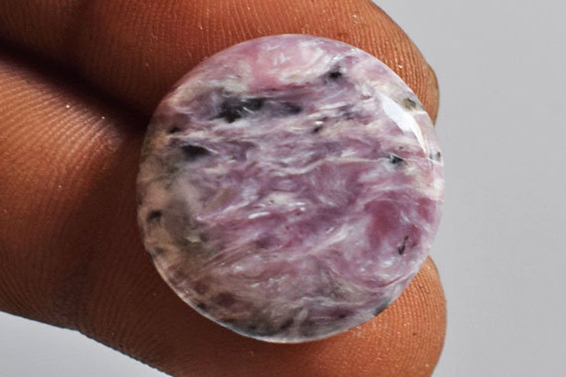 Wholesale Price Beautiful Round Shape Natural Charoite Cabochon Charoite Suppliers Flat Back Size 21x21x6 MM Pendant Cabochon 20731