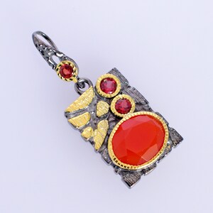 This beautiful boho pendant handmade of 925 sterling silver black rhodium gold plated and studded with natural carnelian gemstone. Best jewelry gift for women and girls.