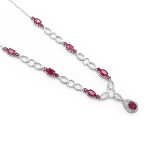 Natural Ruby Gemstone Necklace 925 Sterling Silver Fine Jewelry Gift For Women, Anniversary Gift Jewellery, July Birthstone, Christmas Gift