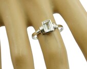 Crystal Quartz Ring - 925 Sterling Silver Ring -White Ring - Most Jewellery Gemstones Ring - Gift For Grandfather-Bridesmaid Gift-Sz Us 4-16