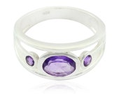 Good Gemstones Amethyst rings - 925 Silver Purple Amethyst Good Gemstones Ring - good jewellery gift for easter Sunday handmade rings