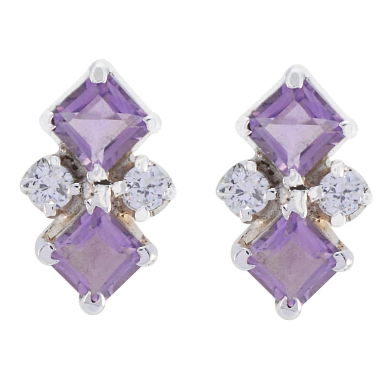 Real Gemstones Faceted Amethyst Earring Solid Silver Purple Amethyst Real Gemstones Earring daughter jewelry top item