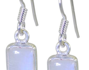 Regenbogen Mondstein Ohrring - solide Silber Ohrring - weißer Ohrring - Versorgung Schmuck - Muttertag Geschenk-sz inc 1-2